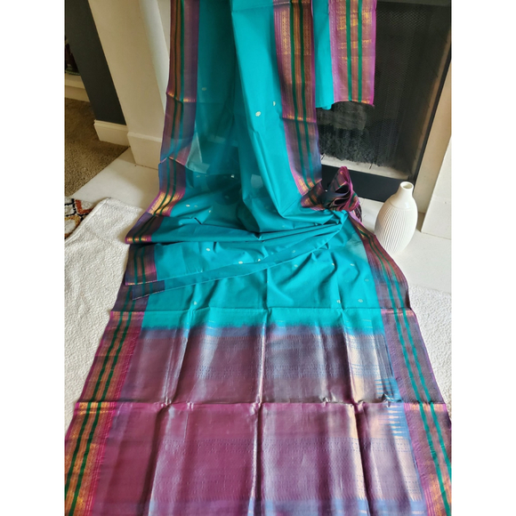 Women Pure Sico Gadwal Saree Handloom Festive Ethnic Royal Designer - Picture 2 of 16